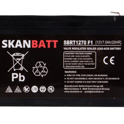 SKANBATT AGM Batteri 12V 7AH (151x65x94mm) F1
