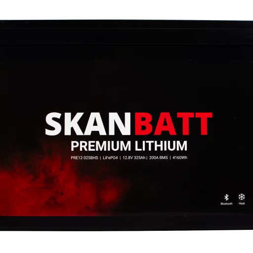 SKANBATT Premium Lithium - 12V 325Ah 200A BMS - Bluetooth - Heat - 345x190x245mm - 8 Års garanti