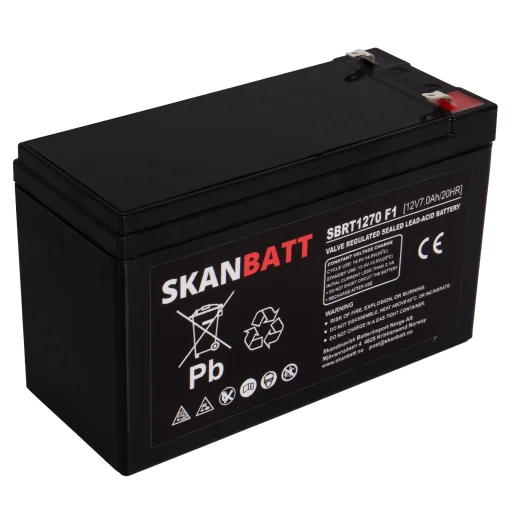 SKANBATT AGM Batteri 12V 7AH (151x65x94mm) F1