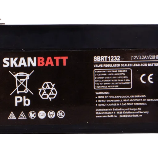 SKANBATT AGM Batteri 12V 3,2AH (134x67x61mm) F1