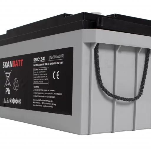 SKANBATT AGM Deep Cycle Batteri 12V 80AH C20 (350x167x182mm) +vänster