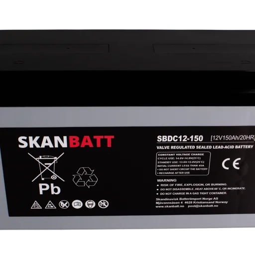 SKANBATT AGM Deep Cycle Batteri 12V 150AH C10 (483x170x241mm) +vänster