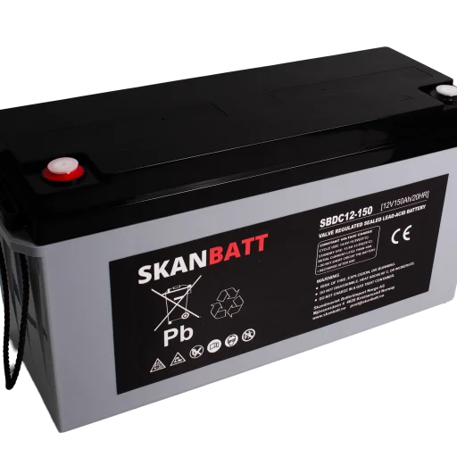 SKANBATT AGM Deep Cycle Batteri 12V 150AH C10 (483x170x241mm) +vänster
