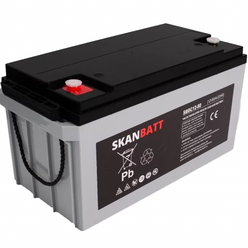 SKANBATT AGM Deep Cycle Batteri 12V 80AH C20 (350x167x182mm) +vänster