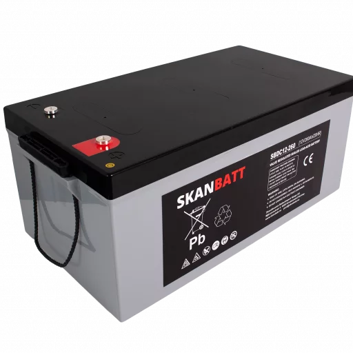 SKANBATT AGM Deep Cycle Batteri 12V 260AH C10 (520x268x220mm) +Höger