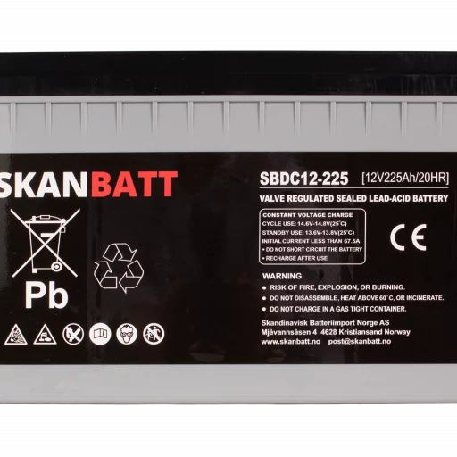 SKANBATT AGM Deep Cycle Batteri 12V 225AH C10 (522x240x219mm) +Höger