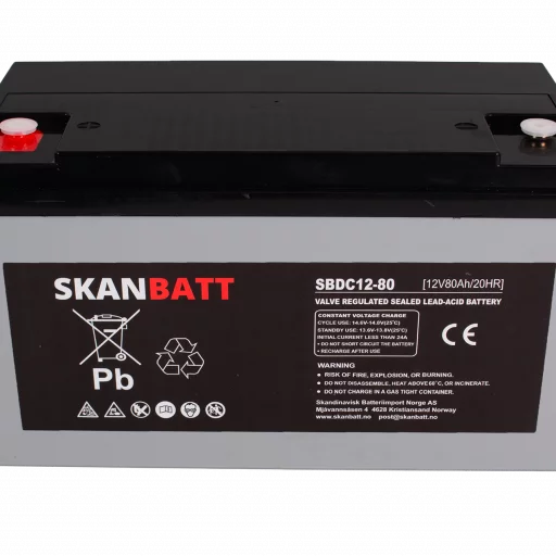 SKANBATT AGM Deep Cycle Batteri 12V 80AH C20 (350x167x182mm) +vänster