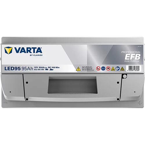 VARTA LED95 Fritidsbatteri EFB Batteri 12V 95AH 850CCA (353x175x190/190mm) +höger