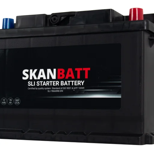 SKANBATT SLI Startbatteri 12V 78AH 660CCA (278x175x190mm) +Höger