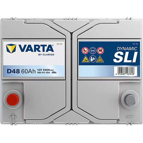 VARTA D48 DYNAMIC SLI Batteri 12V 60AH 540CCA (232x173x200/225mm) +vänster