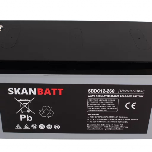 SKANBATT AGM Deep Cycle Batteri 12V 260AH C10 (520x268x220mm) +Höger