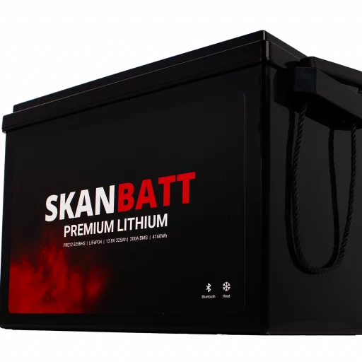 SKANBATT Premium Lithium - 12V 325Ah 200A BMS - Bluetooth - Heat - 345x190x245mm - 8 Års garanti