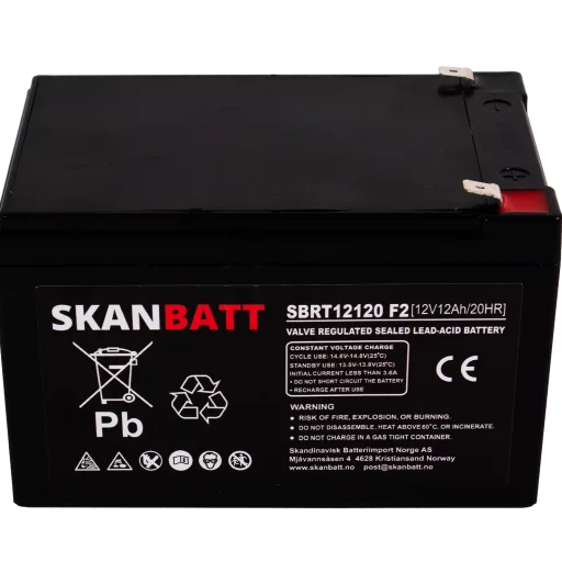 SKANBATT AGM Batteri 12V 12AH (151x98x95mm) F2