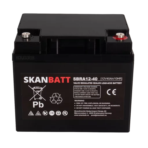 SKANBATT AGM Deep Cycle Batteri 12V 40Ah (198x166x171mm) +höger