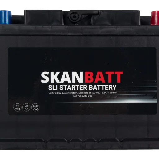 SKANBATT SLI Startbatteri 12V 78AH 660CCA (278x175x190mm) +Höger