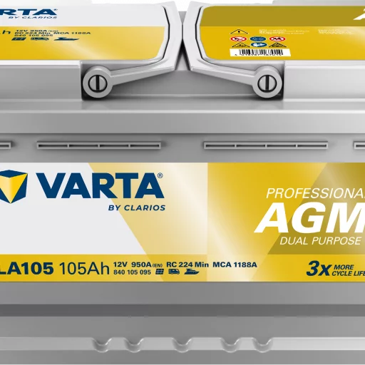 VARTA LA105 AGM Fritidsbatteri 12V 105AH 950CCA (394x175x190/190mm) +höger