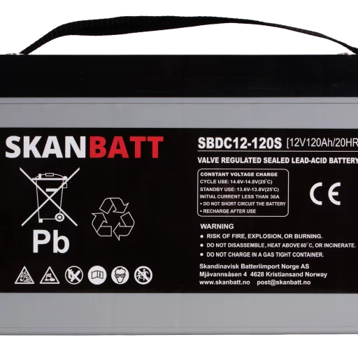 SKANBATT AGM Deep Cycle Batteri 12V 120AH C10 (328x172x222mm) +vänster