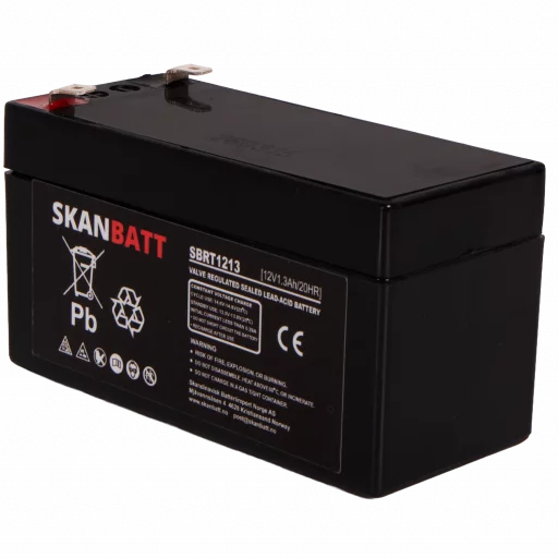 SKANBATT AGM Batteri 12V 1,3AH (97x43x52mm) F1