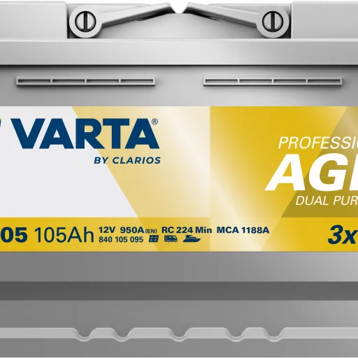 VARTA LA105 AGM Fritidsbatteri 12V 105AH 950CCA (394x175x190/190mm) +höger