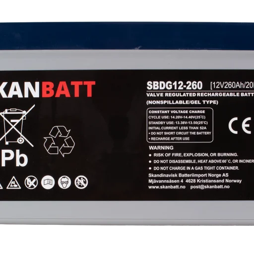 SKANBATT GEL Deep Cycle Batteri 12V 200AH (522x268x223mm) +Höger
