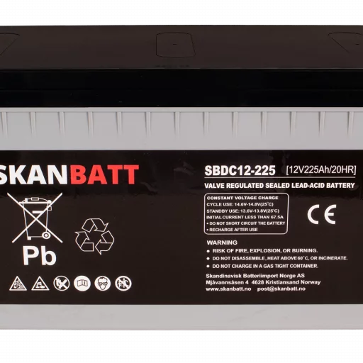 SKANBATT AGM Deep Cycle Batteri 12V 225AH C10 (522x240x219mm) +Höger