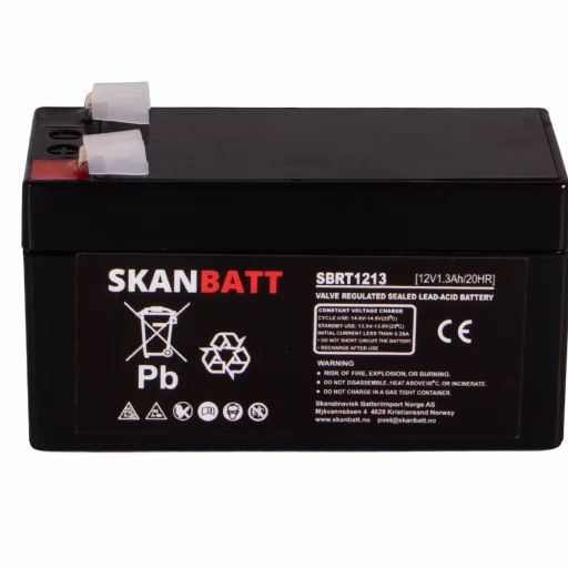 SKANBATT AGM Batteri 12V 1,3AH (97x43x52mm) F1