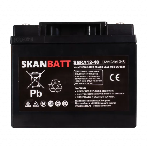 SKANBATT AGM Deep Cycle Batteri 12V 40Ah (198x166x171mm) +höger