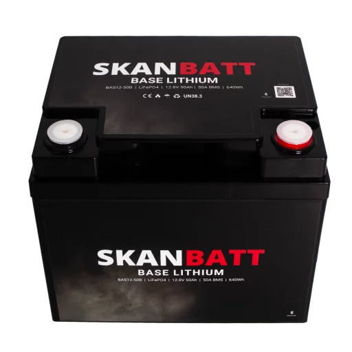 SKANBATT Base Lithium - 12V 50Ah 50A BMS - Bluetooth - 198x166x170mm - 3 Års garanti