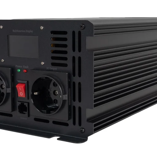 SKANBATT Inverter 12V 2000W Ren Sinus med Nätprioritering och Trådlös Fjärrkontroll 340x180x120mm