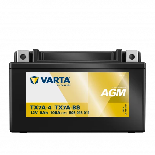 VARTA AGM MC Batteri 12V 6AH 105CCA (151x88x94mm) +vänster TX7A-BS