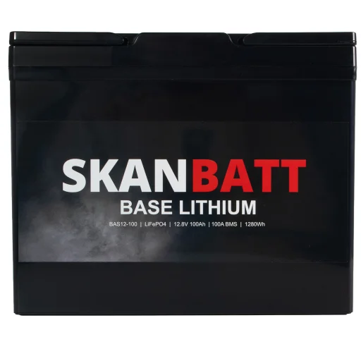 SKANBATT Base Lithium - 12V 100Ah 100A BMS - 260x169x211mm - 3 Års garanti
