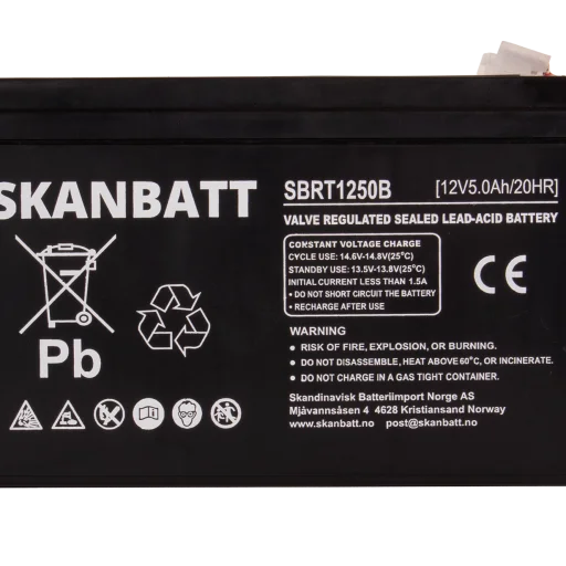 SKANBATT AGM Batteri 12V 5AH (150x50x100mm) F2