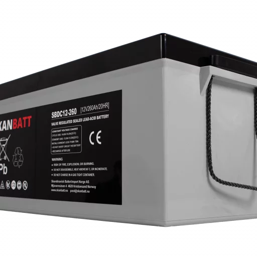 SKANBATT AGM Deep Cycle Batteri 12V 260AH C10 (520x268x220mm) +Höger