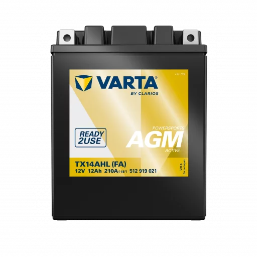 VARTA AGM MC Batteri 12V 12AH 210CCA (134x89x166mm) +höger TX14AHL (FA)