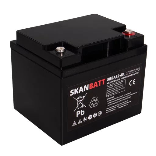 SKANBATT AGM Deep Cycle Batteri 12V 40Ah (198x166x171mm) +höger