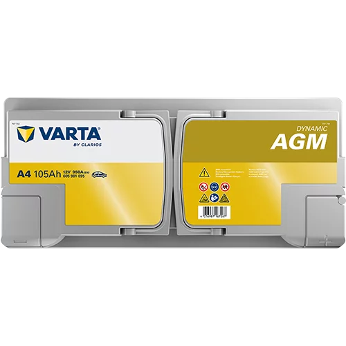 VARTA A4 Dynamic AGM Batteri 12V 105AH 950CCA (394x175x190mm) +höger