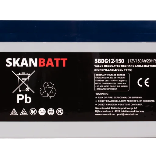 SKANBATT GEL Deep Cycle Batteri 12V 150AH (483x170x241mm) +vänster