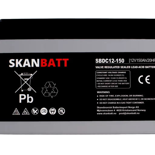 SKANBATT AGM Deep Cycle Batteri 12V 150AH C10 (483x170x241mm) +vänster