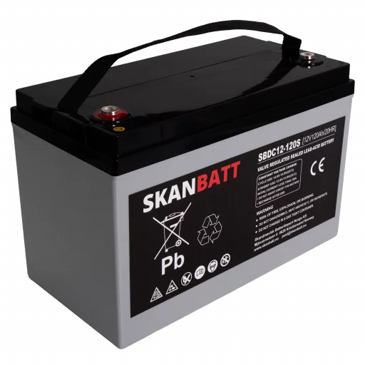 SKANBATT AGM Deep Cycle Batteri 12V 120AH C10 (328x172x222mm) +vänster