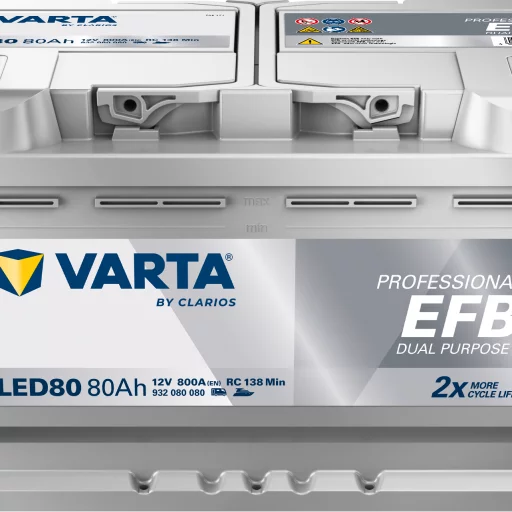 VARTA LED80 Fritidsbatteri EFB Batteri 12V 80AH 800CCA (315x175x190/190mm) +höger