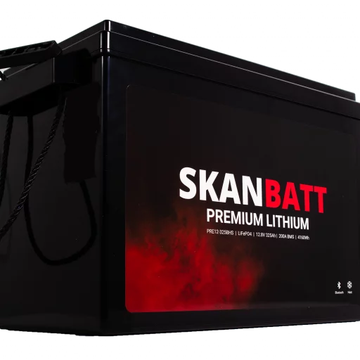 SKANBATT Premium Lithium - 12V 325Ah 200A BMS - Bluetooth - Heat - 345x190x245mm - 8 Års garanti