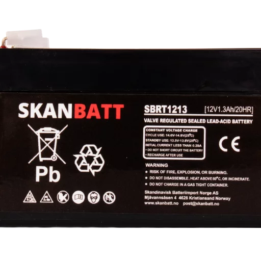 SKANBATT AGM Batteri 12V 1,3AH (97x43x52mm) F1