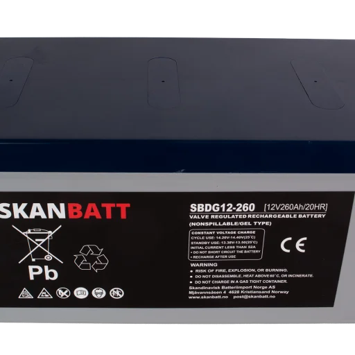 SKANBATT GEL Deep Cycle Batteri 12V 200AH (522x268x223mm) +Höger