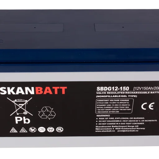 SKANBATT GEL Deep Cycle Batteri 12V 150AH (483x170x241mm) +vänster