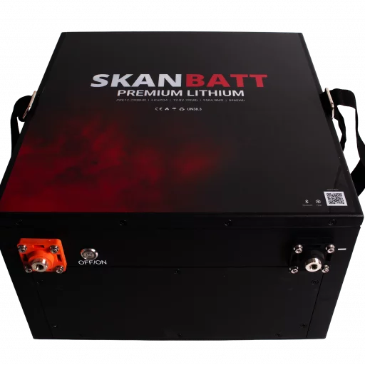 SKANBATT Premium Lithium - 12V 700Ah 250A BMS - 380x360x220mm - Bluetooth - Heat - 8 Års garanti - "Under sätet" modell