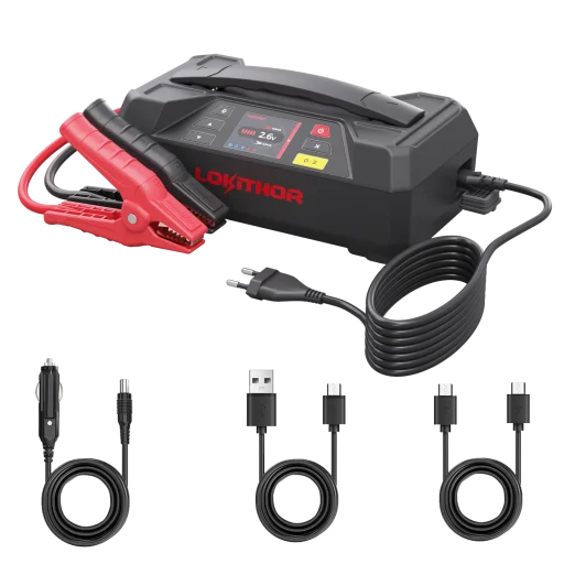 LOKITHOR Lithium Startbooster 12V 4250A med 6A Batteriladdare och 12V Batteritestare