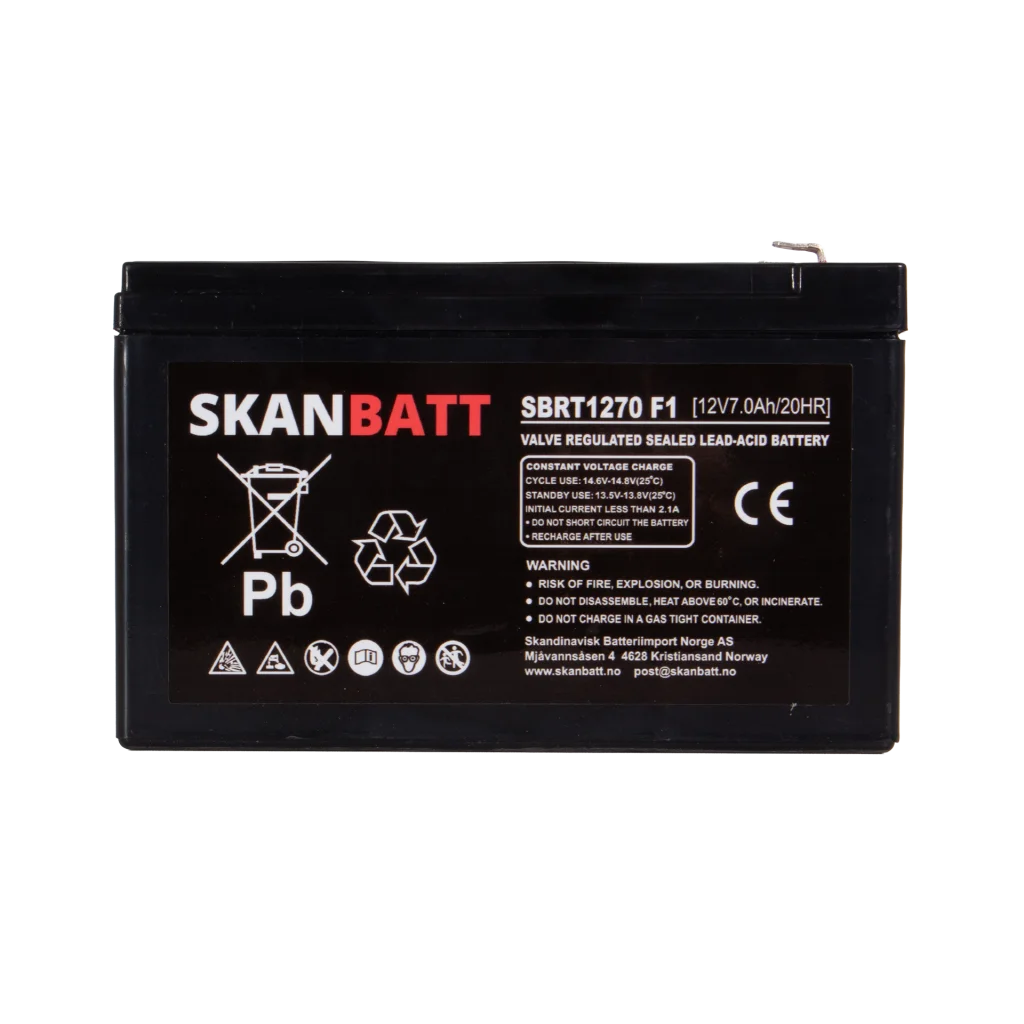 SKANBATT AGM Batteri 12V 7AH (151x65x94mm) F1