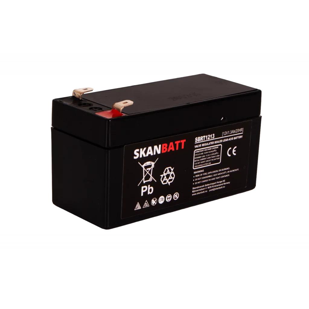 SKANBATT AGM Batteri 12V 1,3AH (97x43x52mm) F1