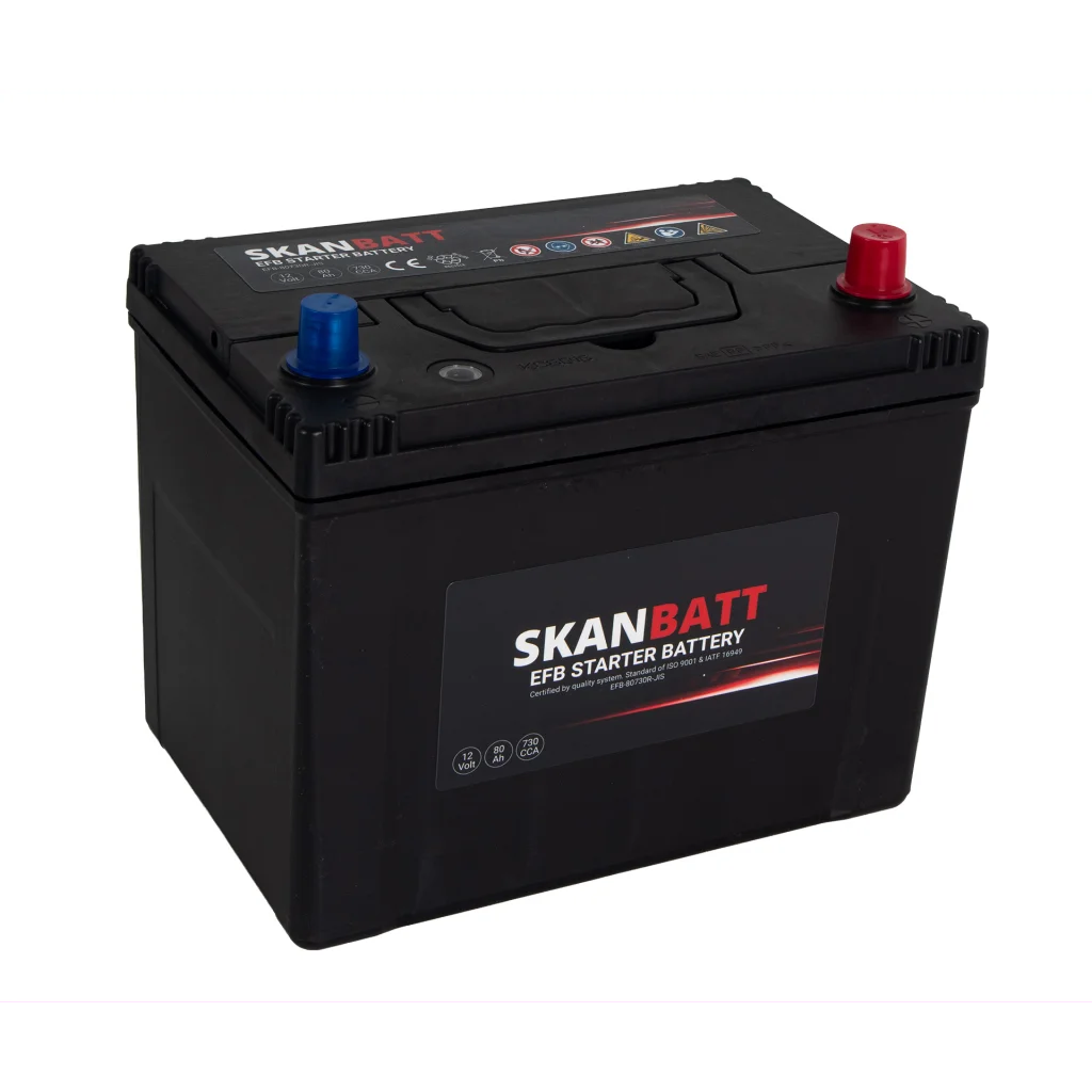 SKANBATT EFB Startbatteri 12V 80AH 730CCA (260x174x225mm) +Höger