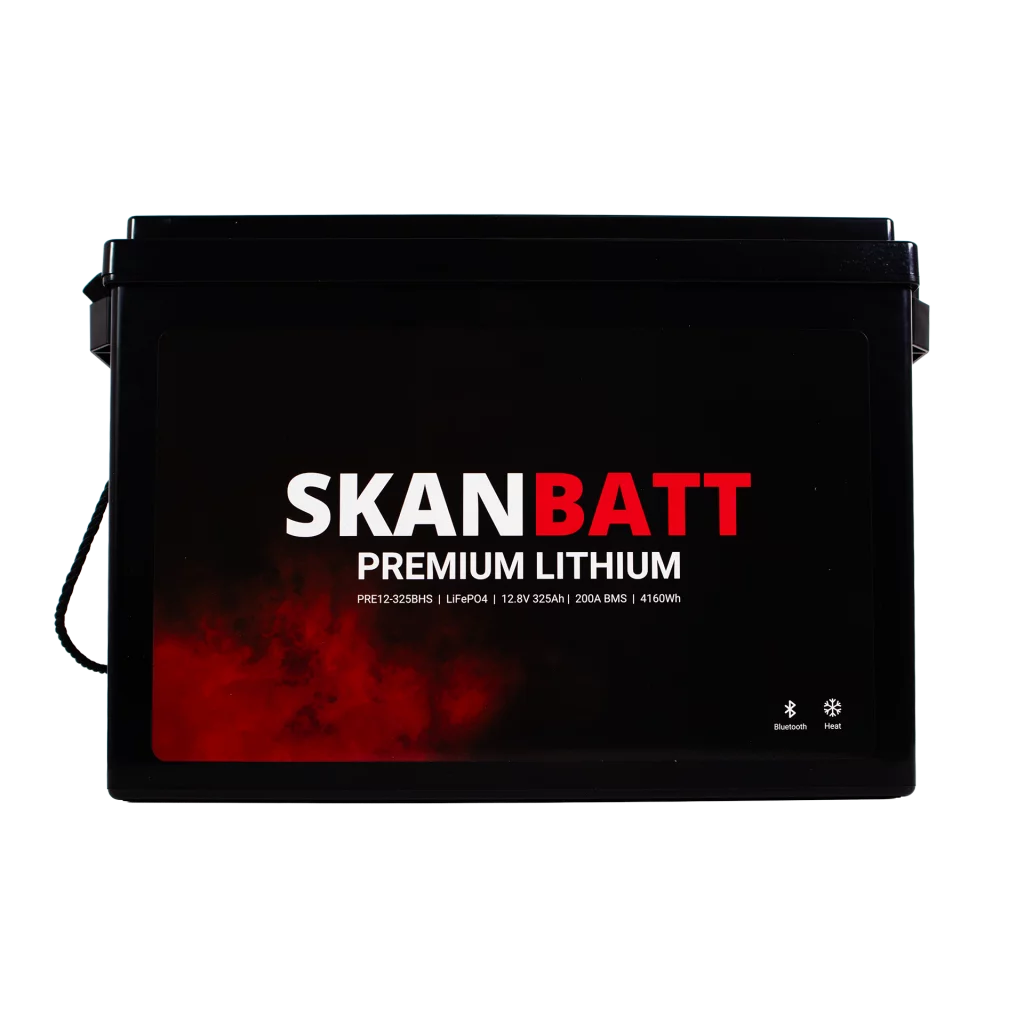 SKANBATT Premium Lithium - 12V 325Ah 200A BMS - Bluetooth - Heat - 345x190x245mm - 8 Års garanti